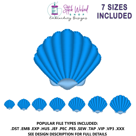 Mini Satin Stitch Sea Shell Embroidery Design