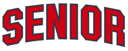 Senior Block Font Embroidery Design, Fill Stitch With Satin Stitch Edge, 8 Sizes Included