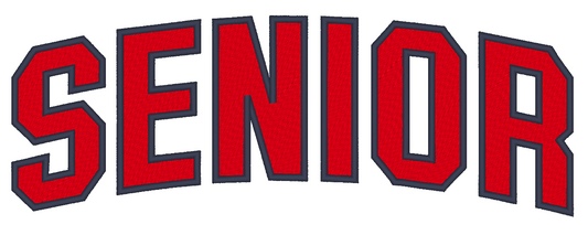Senior Block Font Embroidery Design, Fill Stitch With Satin Stitch Edge, 8 Sizes Included