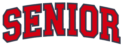 Senior Varsity Font Embroidery Design, Fill Stitch With Satin Stitch Edge, 8 Sizes Included