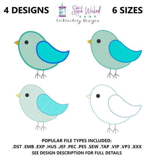 Simple Bird Machine Embroidery Design Bundle