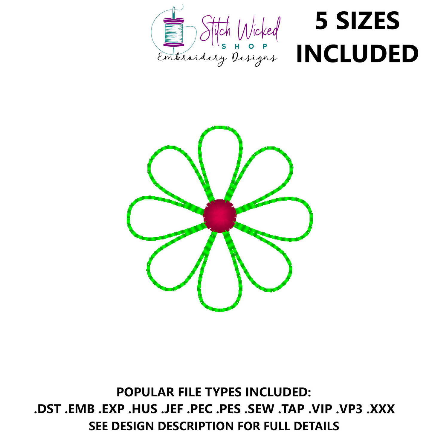 Simple Flower Embroidery Design, Mini Flower 1