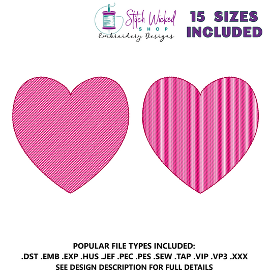 Valentines Heart Sketch Embroidery Design