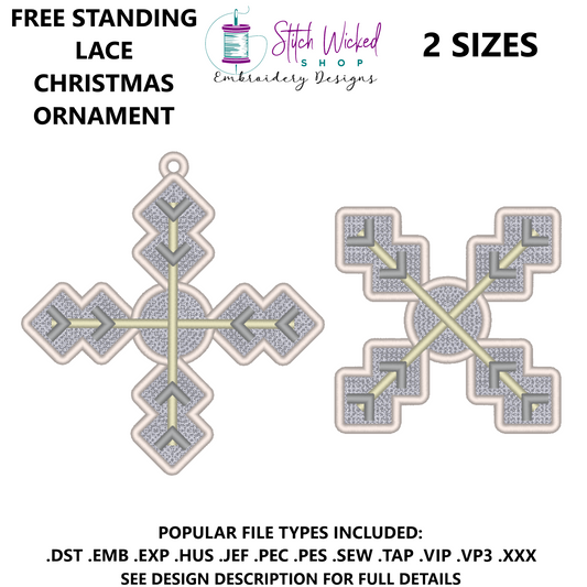 Free Standing Lace Snowflake Interlocking Ornament Embroidery Design, Classic Snowflake