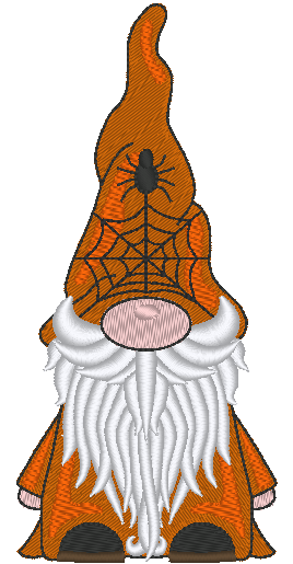 Gnome Machine Embroidery Design, Spider Web Hat Gnome
