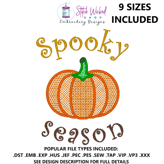 Spooky Season Pumpkin Embroidery Design