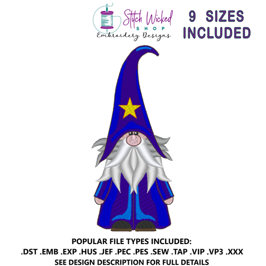 Gnome Machine Embroidery Design, Star Hat