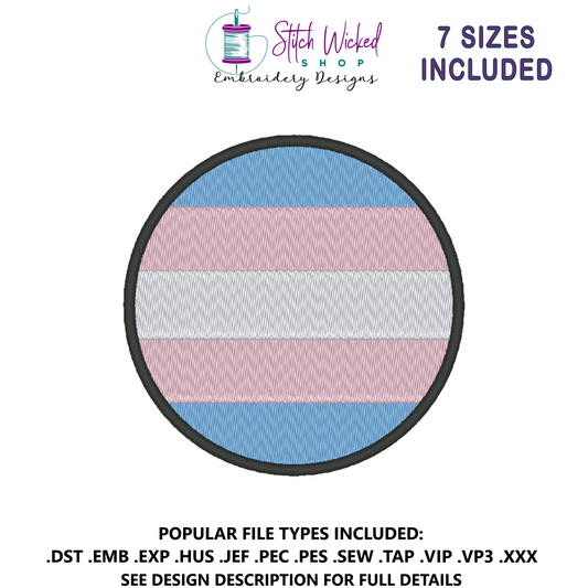 Transgender Circle Pride Flag Embroidery Design, Circle Pride Flag Patch, 7 Sizes Included (Copy)