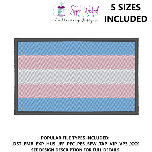 Transgender Pride Flag Machine Embroidery Design, LGBTQ Pride Flag