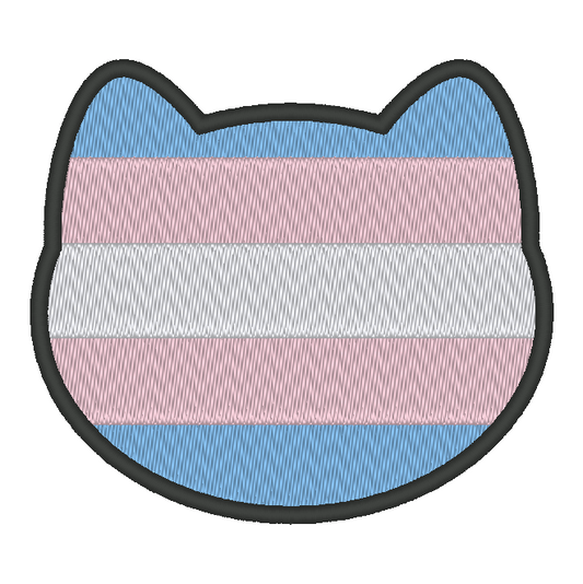 Transgender Purride Flag Embroidery Design, Cat Pride Flag Patch, 7 Sizes Included