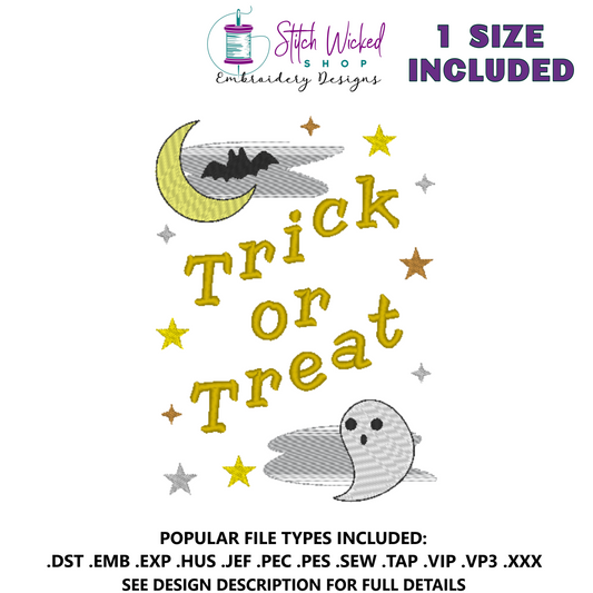 Trick or Treat Kitchen Tea Towel Machine Embroidery Design - Stitch Wicked Shop