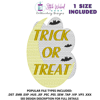 Trick or Treat Kitchen Towel Machine Embroidery Design