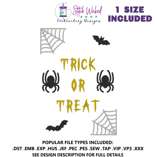 Trick or Treat, Spider Kitchen Towel Machine Embroidery Design - Stitch Wicked Shop