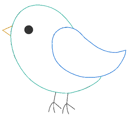 Bird Machine Embroidery Design, Simple Triple Stitch