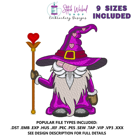Valentines Gnome Machine Embroidery Design