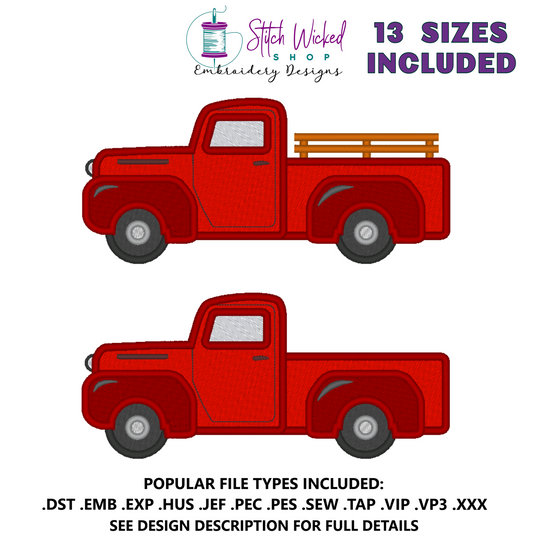 Vintage Truck Machine Embroidery Design - Stitch Wicked Shop