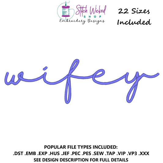 Wifey Script Sweatshirt Machine Embroidery Design