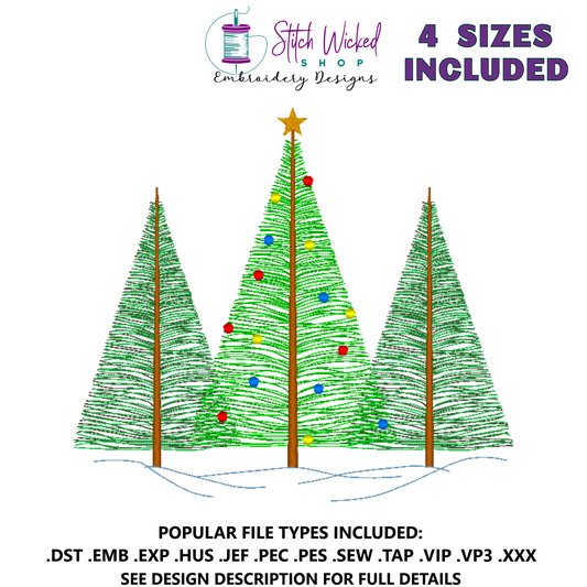 Christmas Winter Fir Trees Embroidery Design
