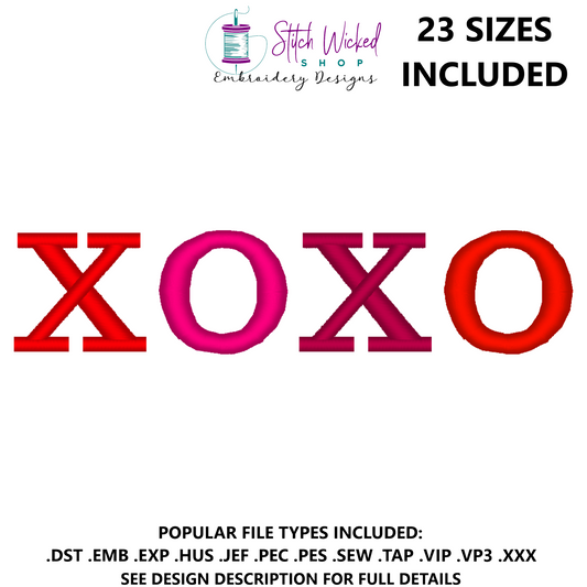 XOXO Valentine's Day Machine Embroidery Design