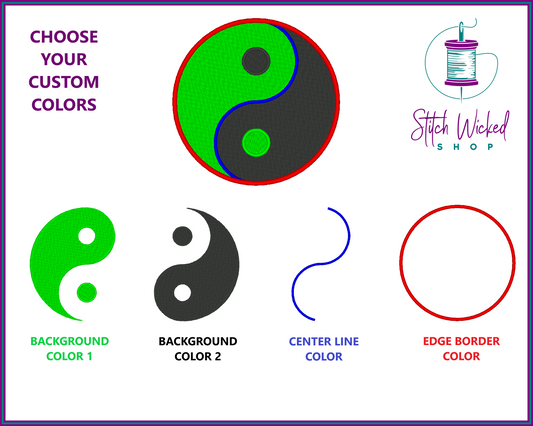 Yin Yang Patch, Custom Embroidered Patch, Chinese Symbol Patch, Tai Chi Patch, Taoism Patches, Choose Your Custom Colors, 16 sizes available