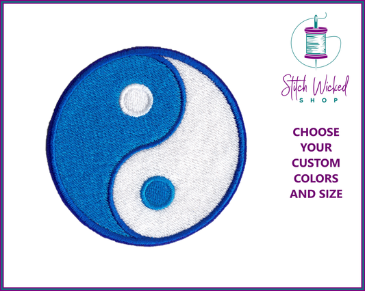 Yin Yang Patch, Custom Embroidered Patch, Chinese Symbol Patch, Tai Chi Patch, Taoism Patches, Choose Your Custom Colors, 16 sizes available