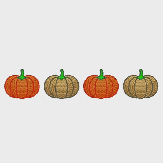 Fall Pumpkins Embroidery Design, 4 Pumpkins