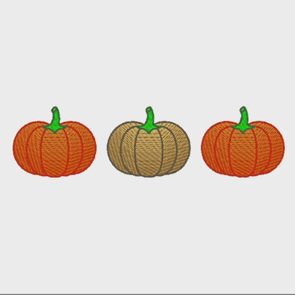 Fall Pumpkins Embroidery Design, 3 Pumpkins
