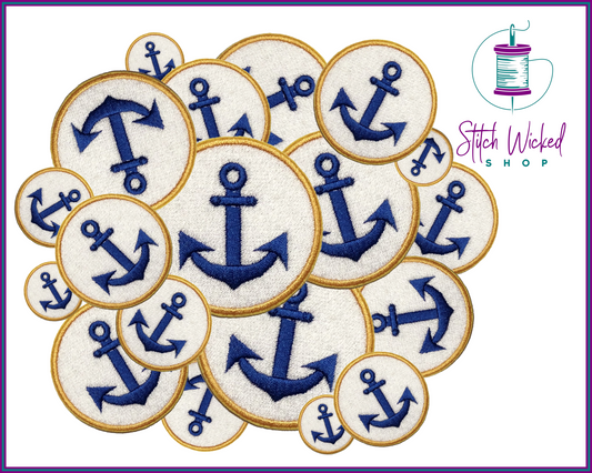Anchor Patch, Mini Anchor Embroidered, Merit Badge Patch for Jacket, Nautical Patch for Hats, Beach Bag Patches, Select Your Size and Colors
