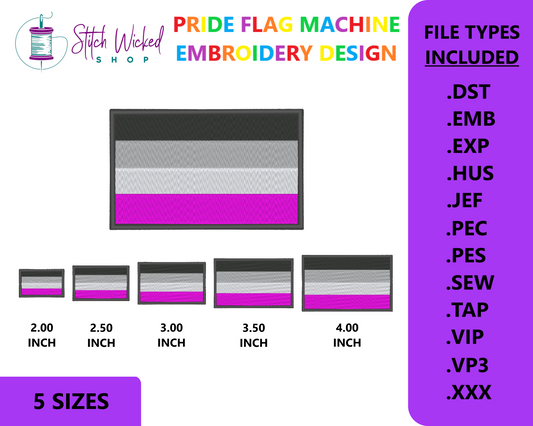 Asexual Pride Flag Machine Embroidery Design, LGBTQ Pride Flag Embroidery Design, 5 Sizes