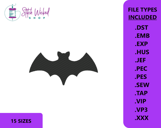 Bat Silhouette Halloween Embroidery Design