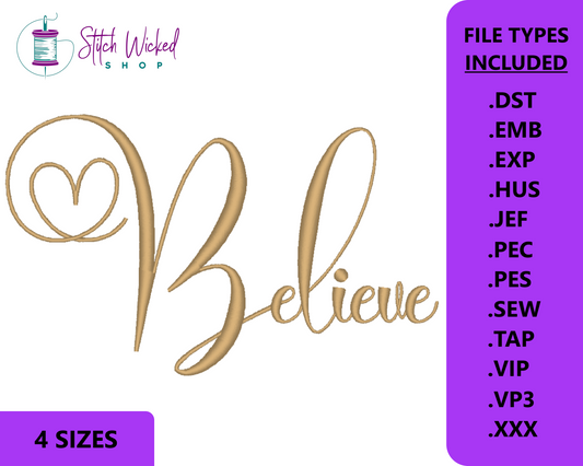 Believe Machine Embroidery Design, Christmas Embroidery Design