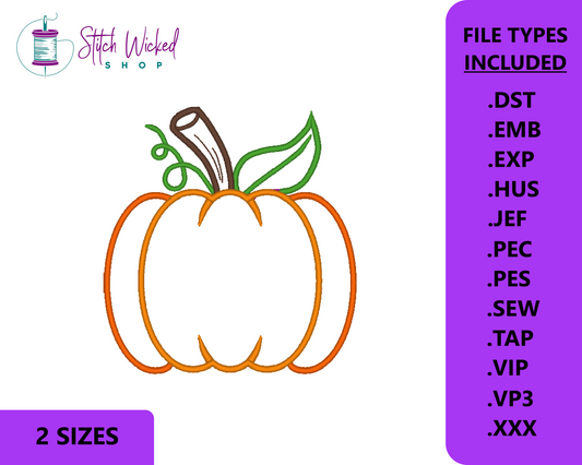 Pumpkin Jack O Lantern, Halloween Applique, Machine Embroidery Design, Digital Download (Outline) - Stitch Wicked Shop