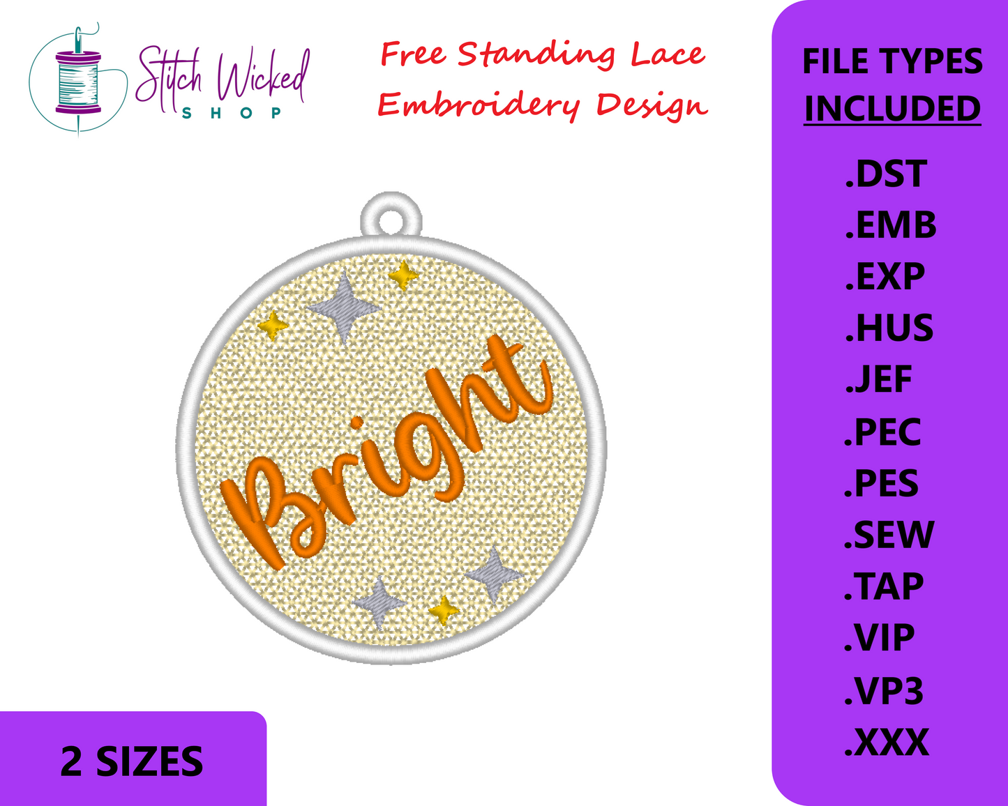 Free Standing Lace Christmas Ball Ornament Machine Embroidery Design, FSL Bright Decoration