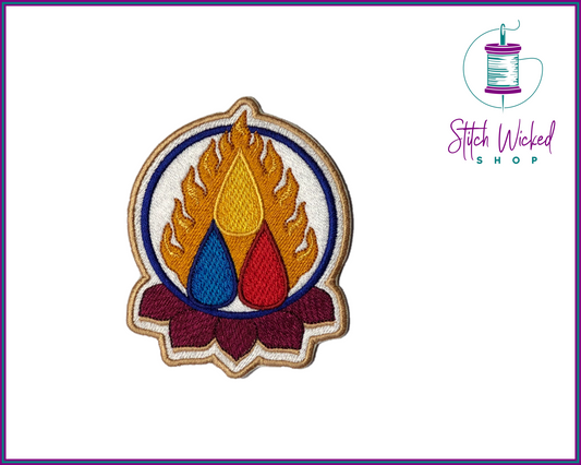 Tibetan Buddhist Patch, Triratna Embroidered Patch, Tibetan Buddhism, The Buddha, The Dharma, The Sangha, Buddah Patch, Lotus Flower Patch