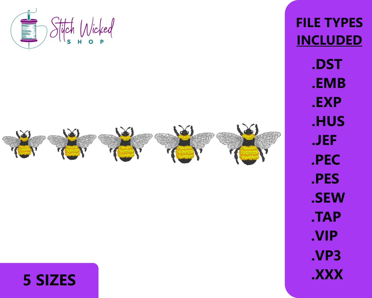 Bumble Bee Machine Embroidery Design Small Honey Bee Embroidery Patte