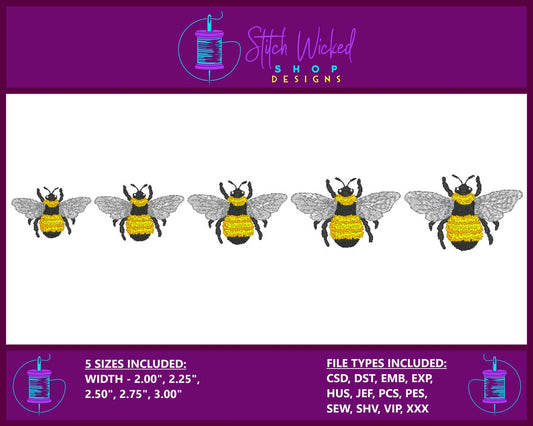 Bumble Bee Machine Embroidery Design, Small Honey Bee Embroidery Pattern, Bee Embroidery, Small Embroidery Design, Digital Download - Stitch Wicked Shop