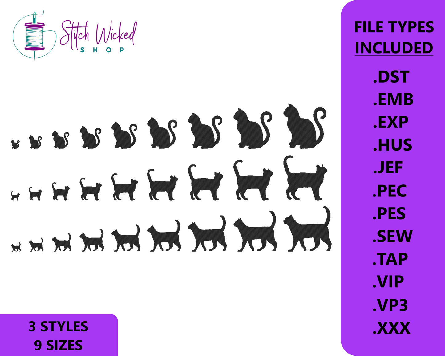 Black Cat Embroidery Design Bundle