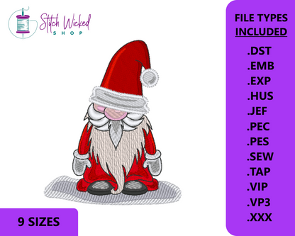 Santa Gnome Machine Embroidery Design