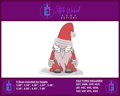 Santa Gnome Machine Embroidery Design
