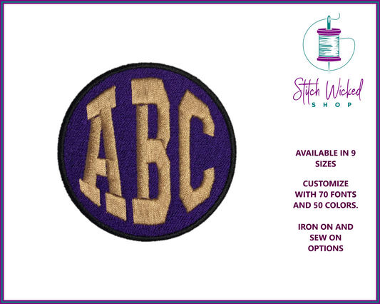 Custom Circle Monogram Patches, Embroidered Monogram Patches, Monogram Patches, Custom Initial Patches, Custom Embroidered Monograms