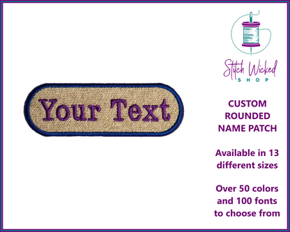 Custom Name Patch, Custom Color Embroidered Patches, Sew On and Iron On Custom Patches, 13 Size Options, 100 Fonts