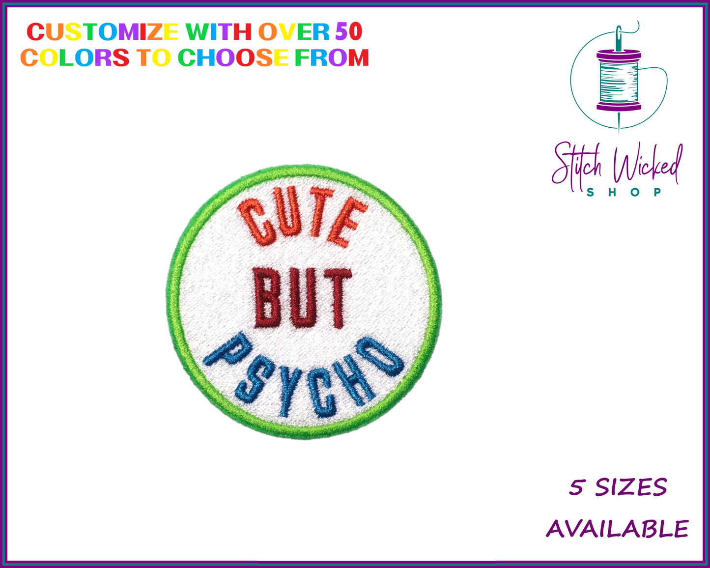 Cute But Psycho Custom Embroidered Dog Bandana Patch