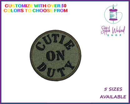 Cutie On Duty Custom Embroidered Dog Bandana Patch