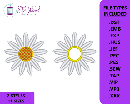Daisy Machine Embroidery Design, Daisy Applique Design Design Included