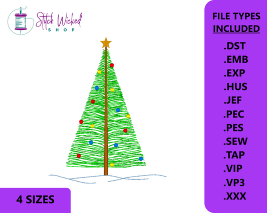 Christmas Forest Pine Machine Embroidery Design