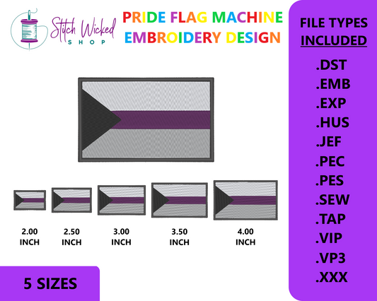 Demisexual Pride Flag Machine Embroidery Design, LGBTQ Pride Flag Embroidery Design, 5 Sizes