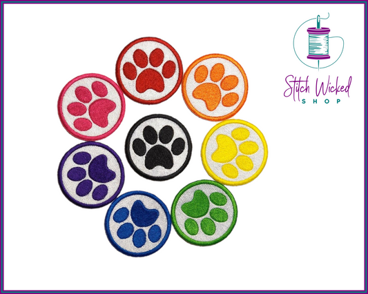 Rainbow Paw Print Merit Patch, Individual or Set of 8, Fully Embroidered Patches - Stitch Wicked Shop