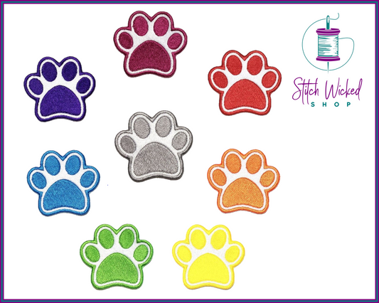 Puppy Dog Paw Print, Fully Embroidered Patch, Choose Your Colors - Stitch Wicked Shop