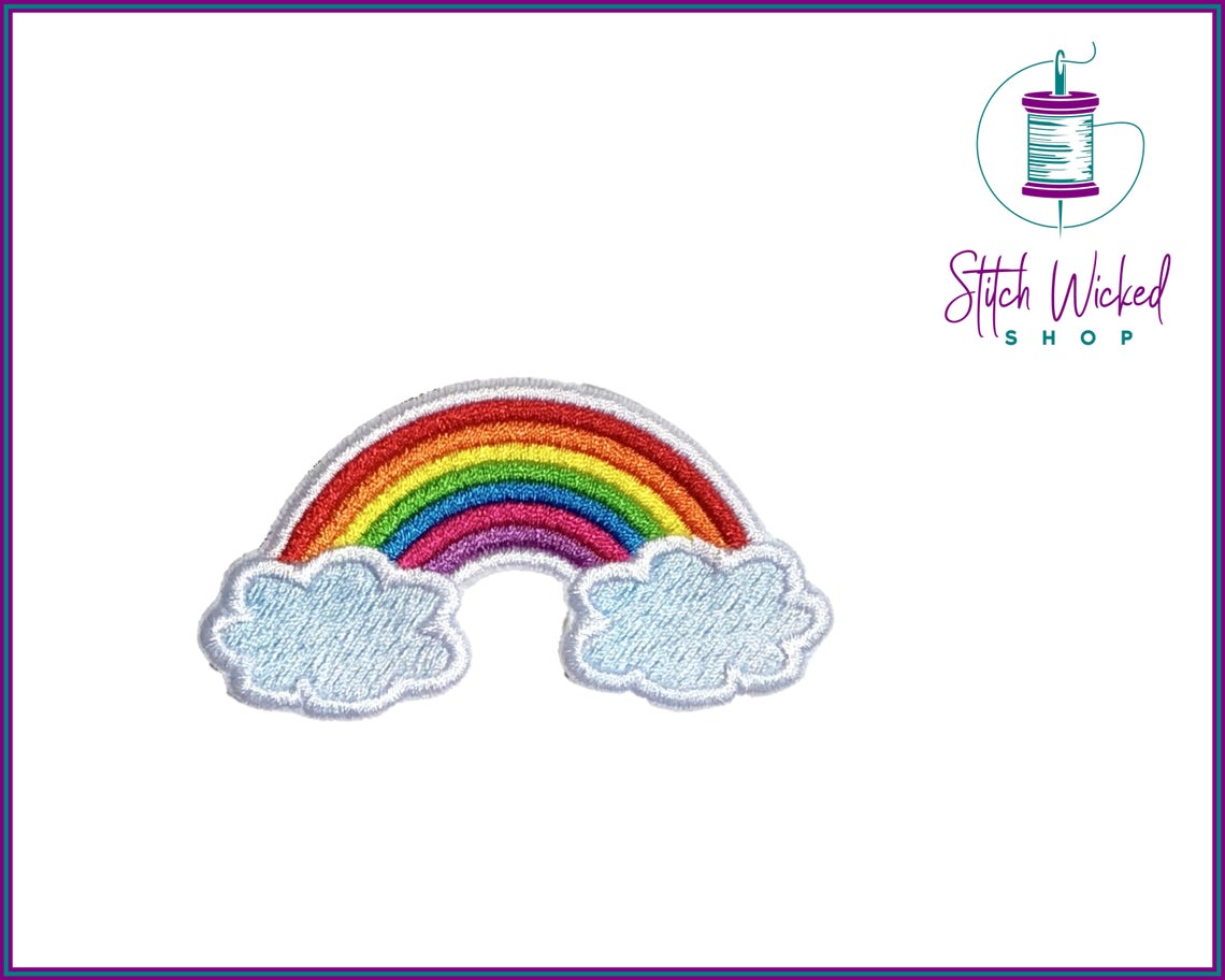 Rainbow Cloud, Fully Embroidered Patch - Stitch Wicked Shop