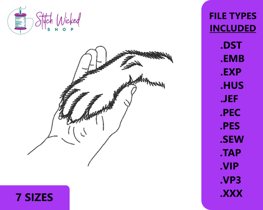 Dog Paw In Hand Machine Embroidery Design